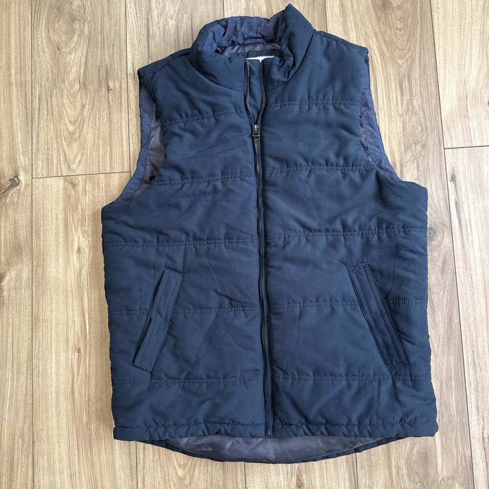 Weatherproof Vintage Men's Blue Puffer Vest Full Zip Mid-Length Size L